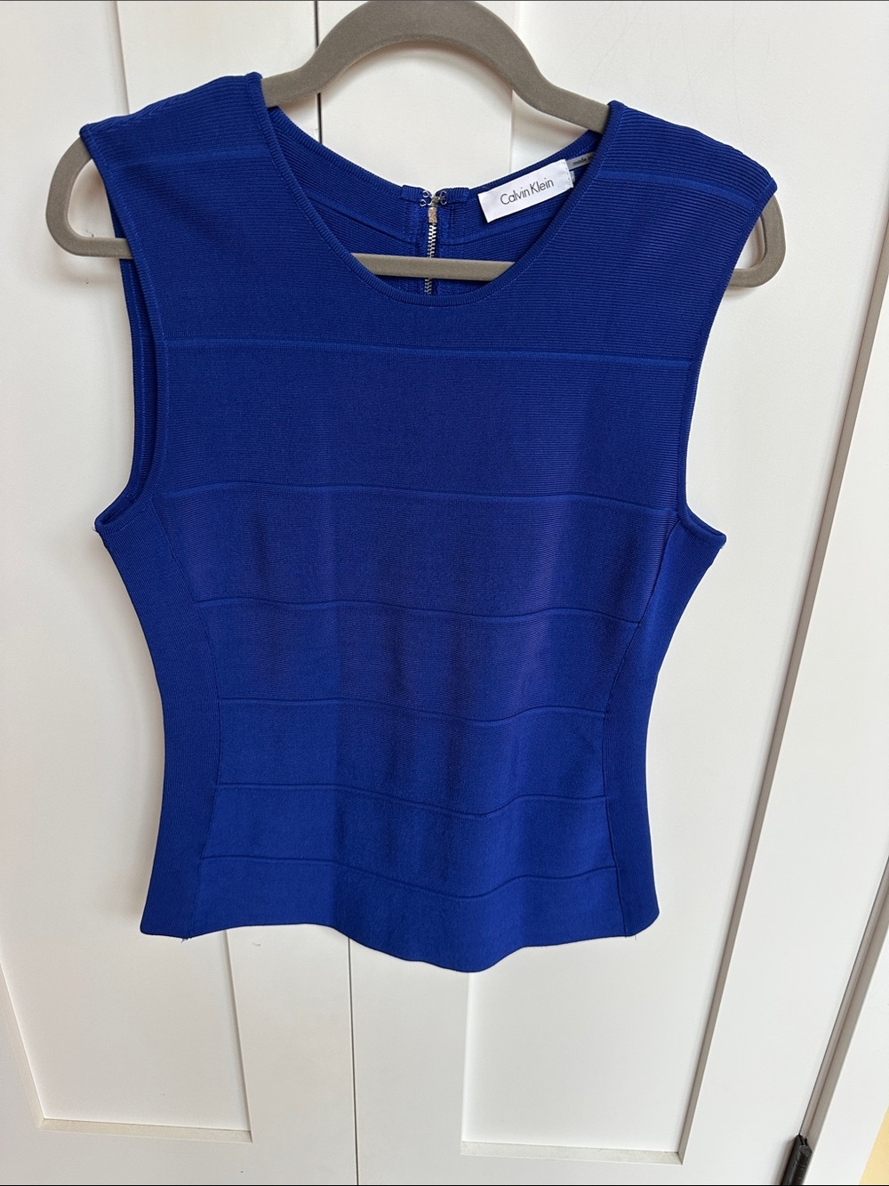 Calvin Klein Cobalt Blue Sleeveless Knit Top Size S